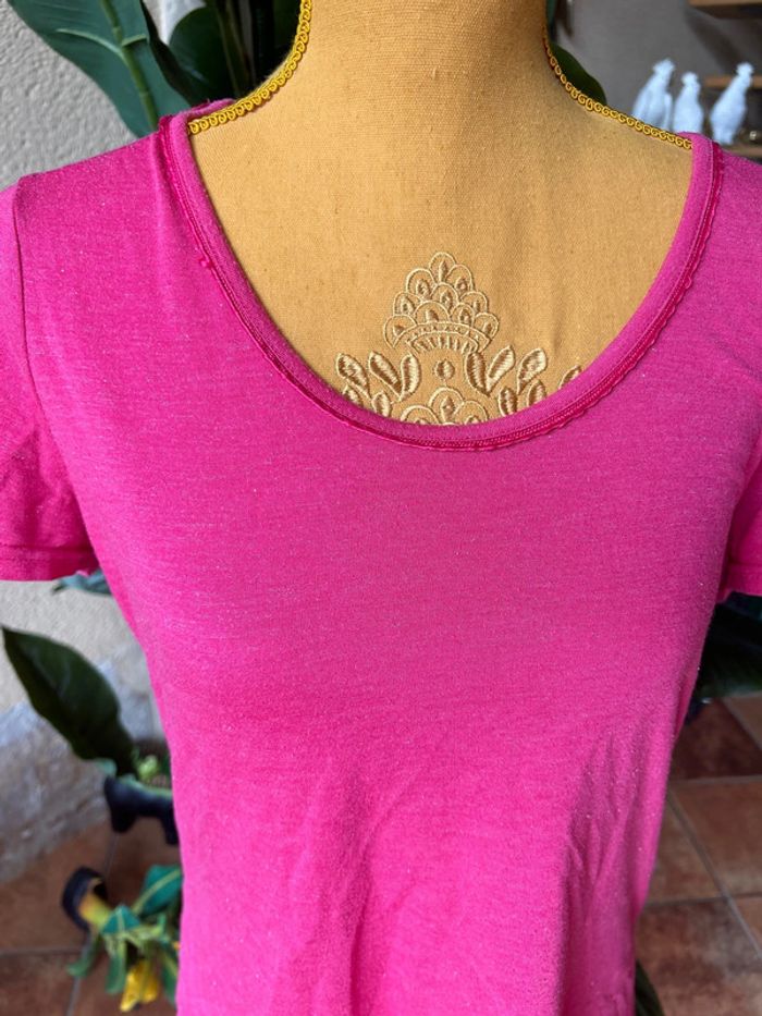 T-shirt rose paillettes cache cache - photo numéro 2