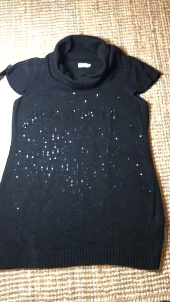 Pull sans manches avec gros col roulé