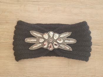 Bandeau d'hiver noir à cristaux