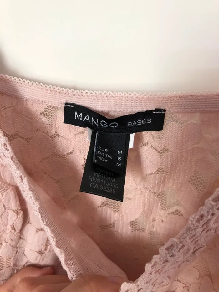 Top à bretelles rose poudré en dentelle Mango tailleM - photo numéro 5