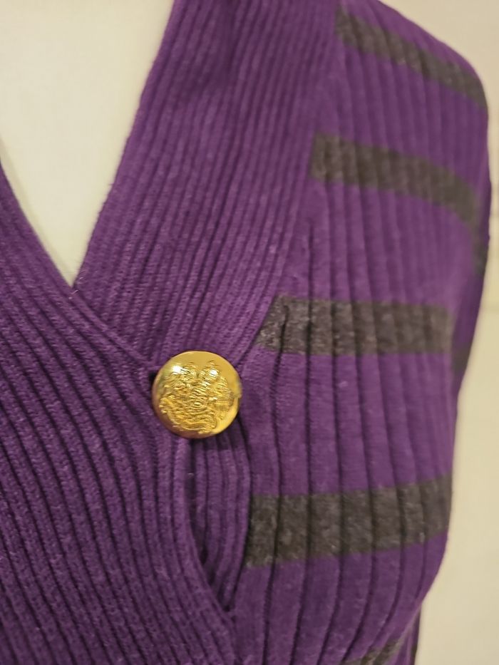 pull violet Lauren Ralph Lauren côtelé rayé femme grande taille - photo numéro 2