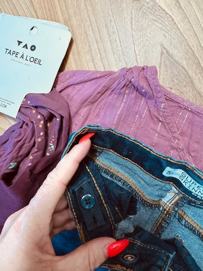 Taille 5 ans tenue 4 pièces fille Multimarque violet bleu * smile * 🌹 - photo numéro 9