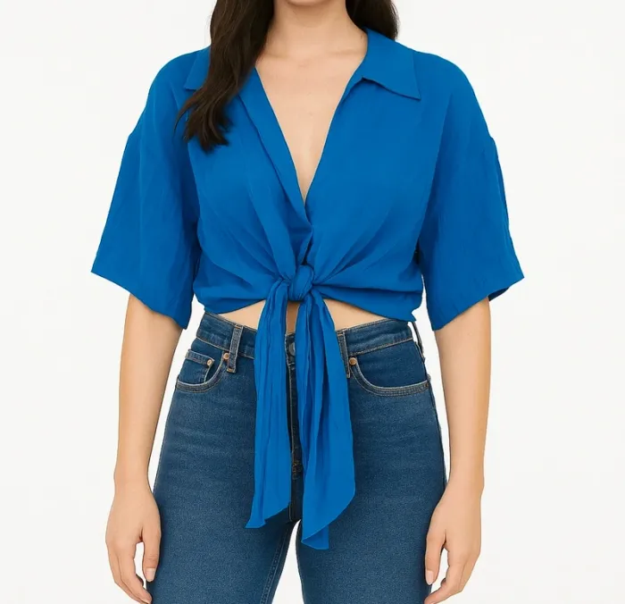 T‑shirt indigo/électrique H&M – Taille XS - parfait état - Polyester et polyamide