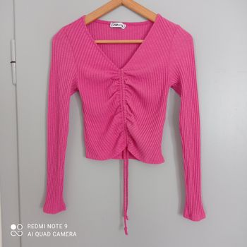 Top fuchsia à côtes t38