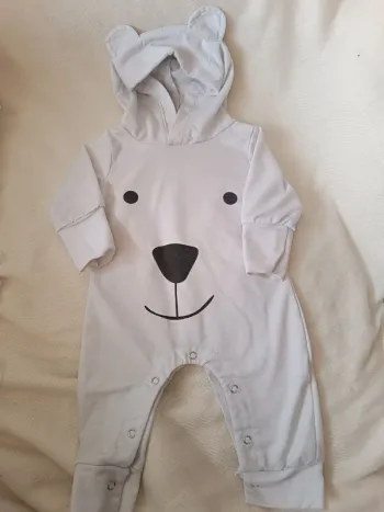 🎀 grenouillère blanche motif ours taille 3 mois 🎀