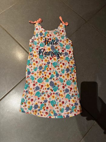 Robe avec noeuds aux bretelles - In extenso - Hello flamingo / Feuilles / Fleurs - 6 ans