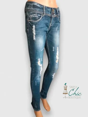Jean marque Simply & Chic coupe skinny destroy ajusté, sculptant ,taille basse ,stretch