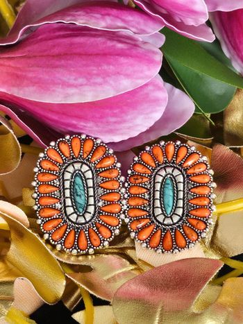 Boucles d oreilles avec ses pierres en acier inoxydable