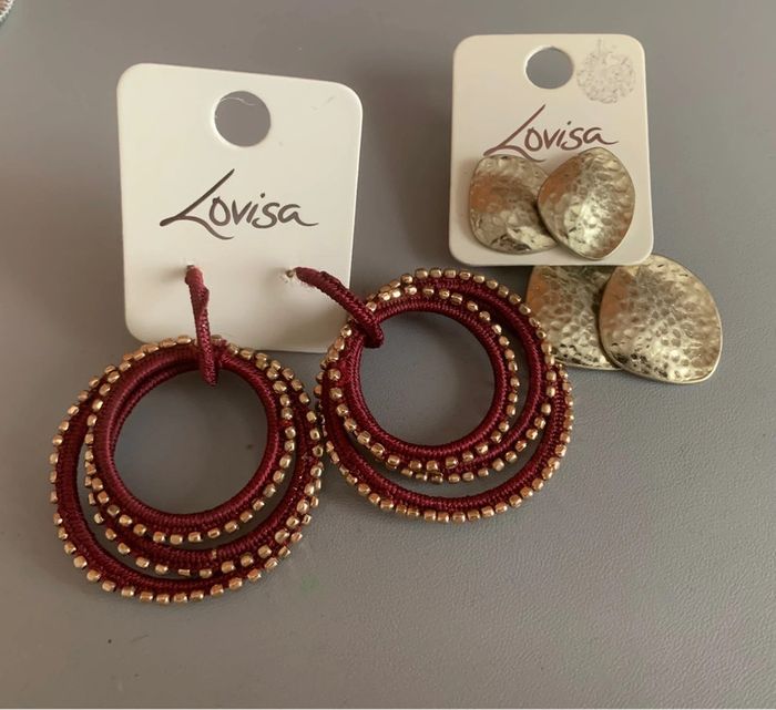 Lot de 2 paire de grandes Boucles d’Oreeilles