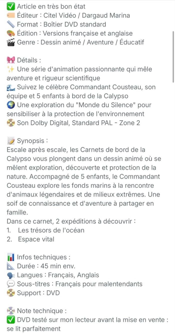 📀 DVD Les Carnets de bord du Commandant Cousteau – Les trésors de l'océan - photo numéro 5