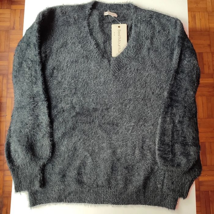Pull noir d'hiver col V, taille M, Best Mountain - photo numéro 2