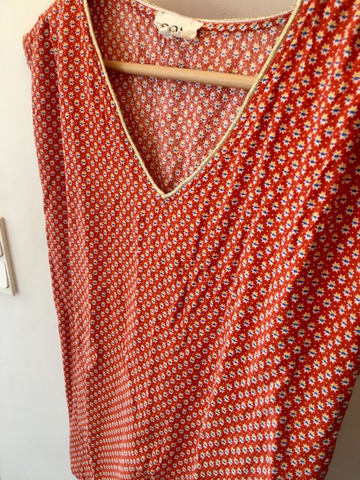 Robe courte corail taille S GOA col doré / robe à motifs étoiles - photo numéro 3