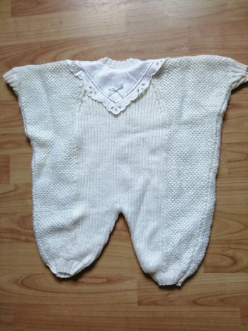 combinaison blanche 1 an tricoté main mixte Phildar