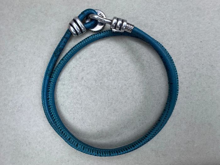 Bracelet Pandora Authentique Cuir Turquoise Fermoir argent - photo numéro 2
