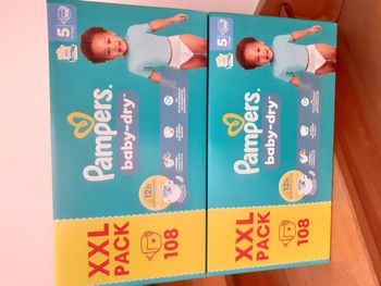Pampers Baby Dry - 2 XXL Pack - 216 couches - Taille 5