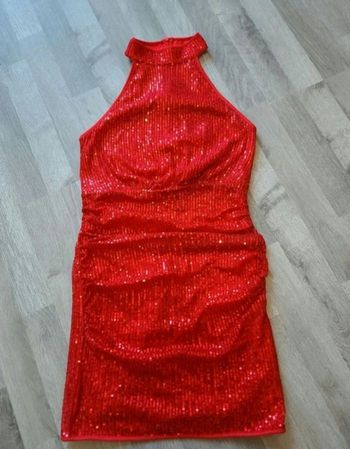 Robe courte à strass rouge Zara