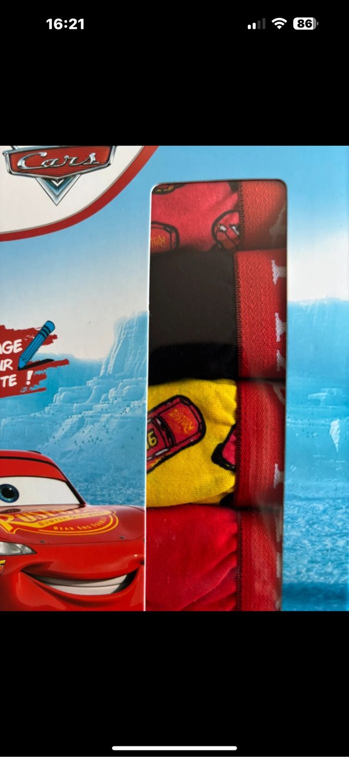 Boîte de coffret de cinq Boxers Cars marque Disney taille 4/5 ans 100 % coton - photo numéro 6