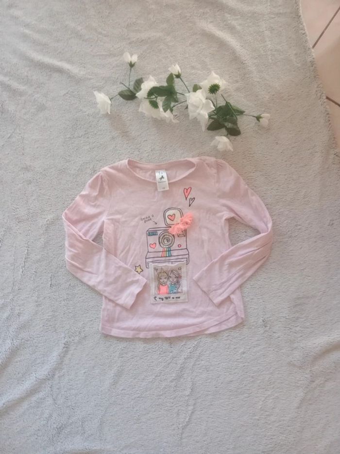 T-shirt manches longues 8 ans rose fantaisie c68