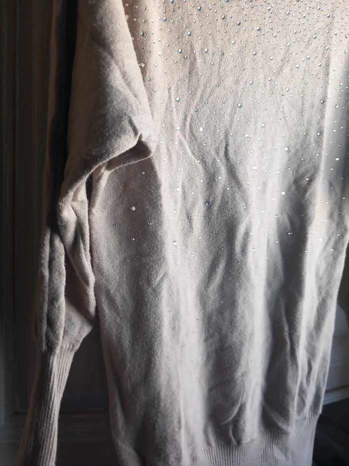 Pull avec strass marron Orange d'or - photo numéro 7