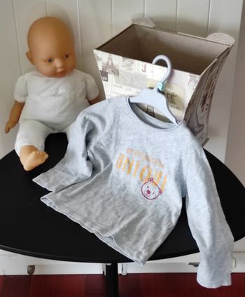 T-shirt manche longue bébé garçon ours (taille 18 mois)