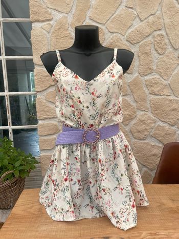 Combishort été combinaison short jubylee taille M L 38 40 beige bohème Fleurs dos nu été