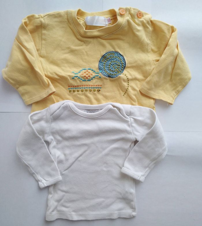 #lot De 2 T-Shirts Manches Longues Taille 12 Mois