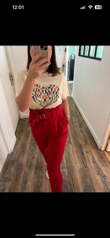 Pantalon rouge Stradivarius taille haute