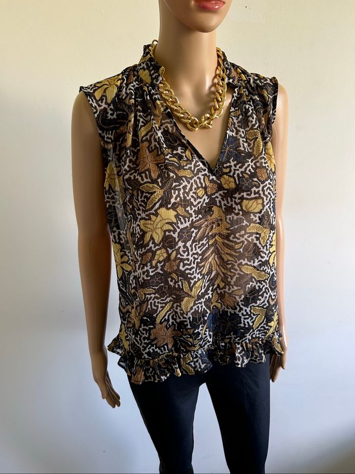 Blouse imprimée transparente neuve sans manches Morgan taille 38 (valeur 45€) - photo numéro 2