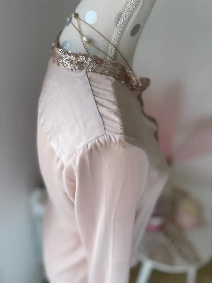 Blouse manches longues satiné, col, sequins 36 - photo numéro 5