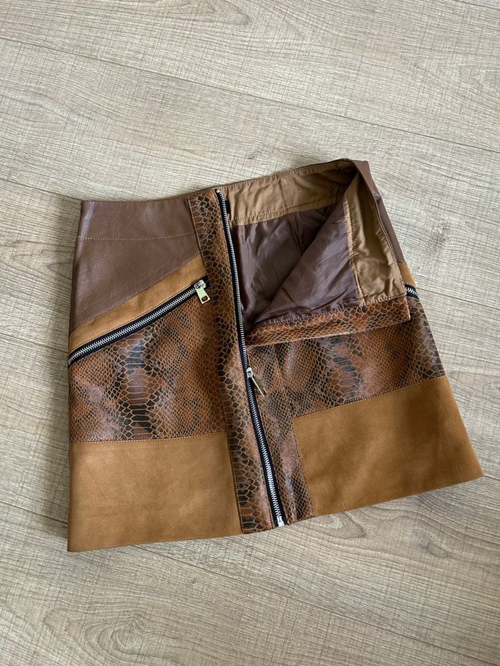 Jupe marron bi matière River Island taille européenne 36 jamais portée - photo numéro 8