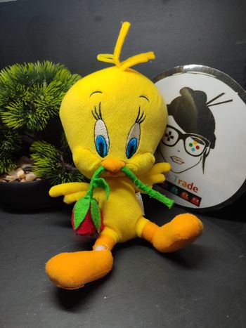 Peluche Titi rose rouge Looney Tunes Quiron Famosa Oiseau Jaune Vert Bleu 