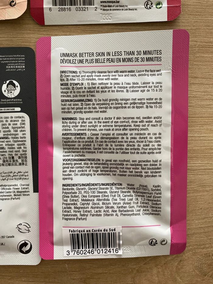 Lot de 4 masques visage neuves - photo numéro 5