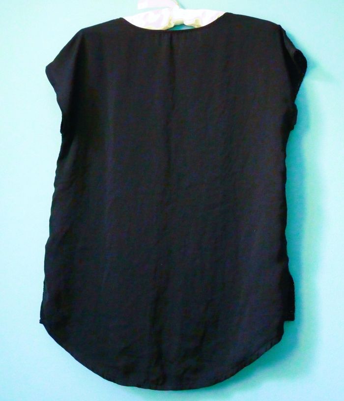 t-shirt femme promod noir argenté S 36 fluide manches courtes TBE - photo numéro 4