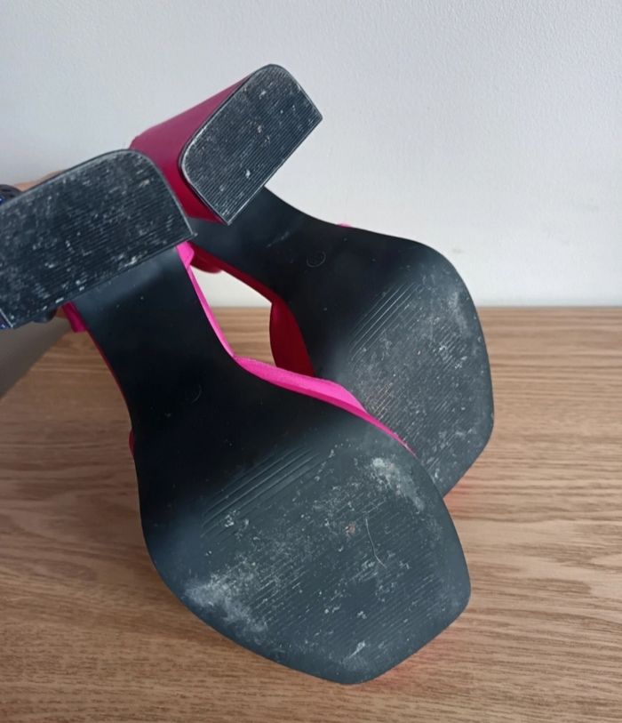 Talons compensés satinés rose - photo numéro 2