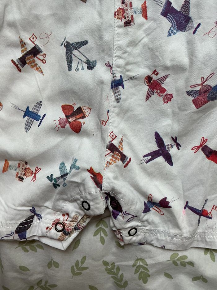 salopette short blanc motifs colorés 6 mois pressions entre les jambes catimini - photo numéro 4
