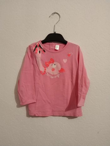 tee shirt manches longues rose et fluo fille 2 ans tex