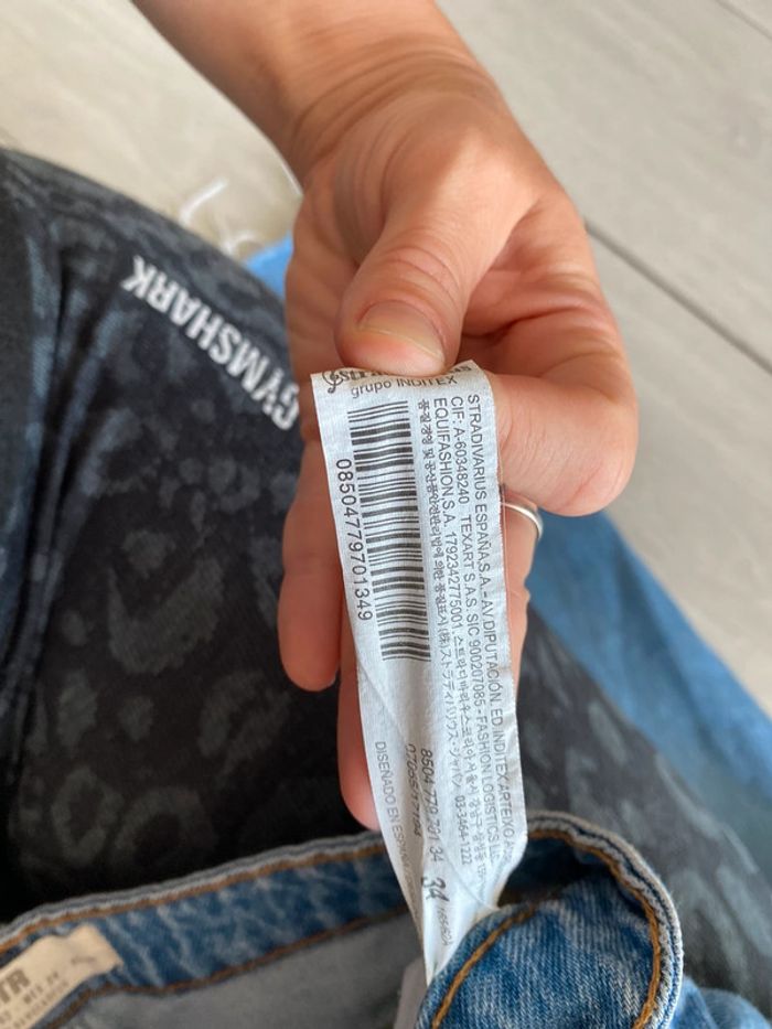 Jean taille haute Stradivarius taille 34 bicolore coupe droite - photo numéro 11