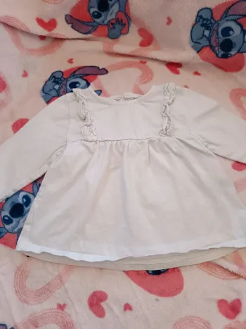 T-shirt manche longue blanc brillant taille 9M