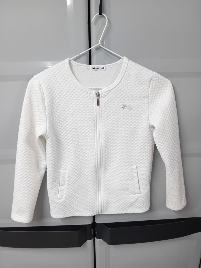 Cardigan zippé  blanc/argenté GEMO 10ans
