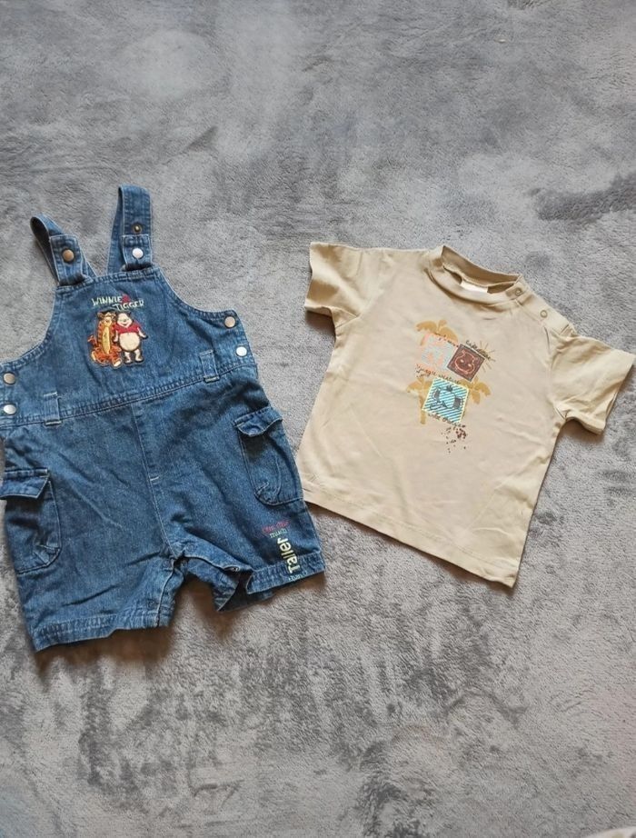 Ensemble salopette short+ tee shirt 12 mois