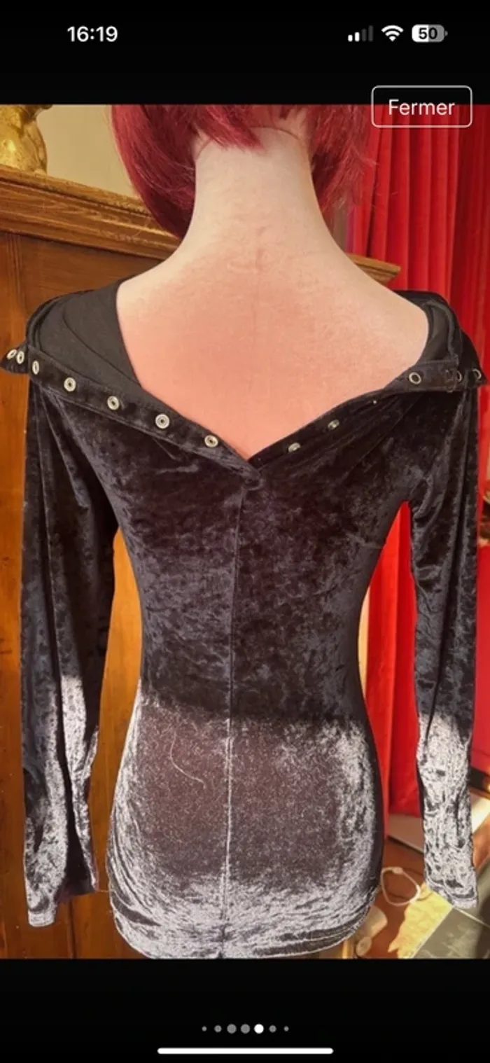 Body velours vintage manches longues - photo numéro 3