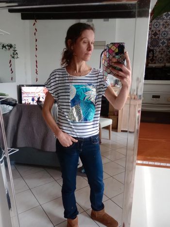 T-shirt femme 40 type marinière c26