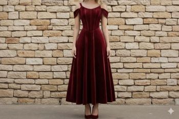 Robe de soirée longue élégante bordeaux avec épaules dénudées taille M/38 style vintage Y2K
