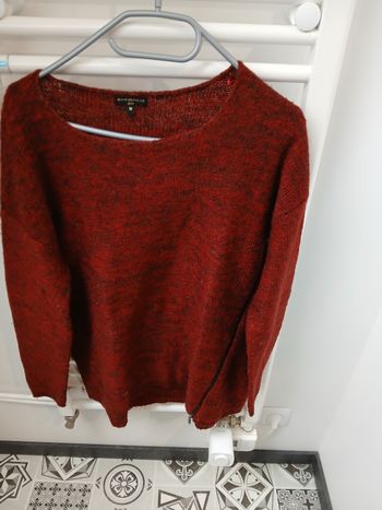 Pull bordeaux fermeture éclair fantaisie côté