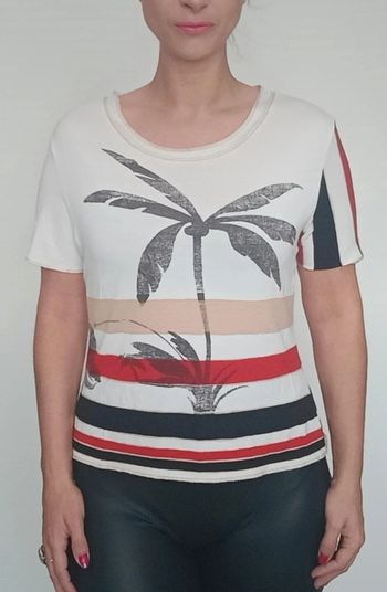 T-shirt été casual motif palmier taille unique