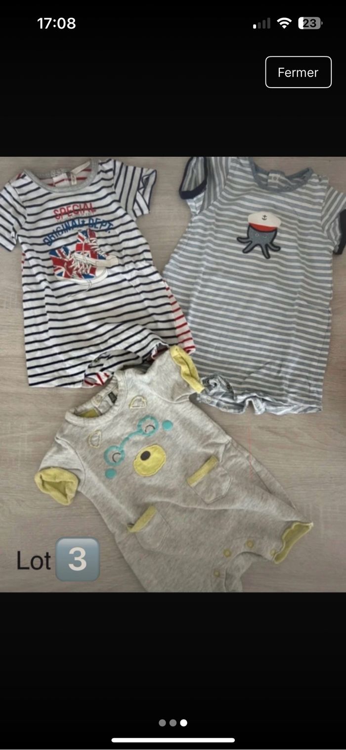 Lot combi shorts 6 mois