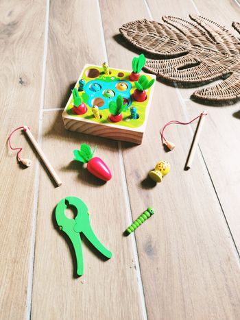 🎣 Pêche à la ligne magnétique 2 en 1 avec carottes à encastrer en bois JB