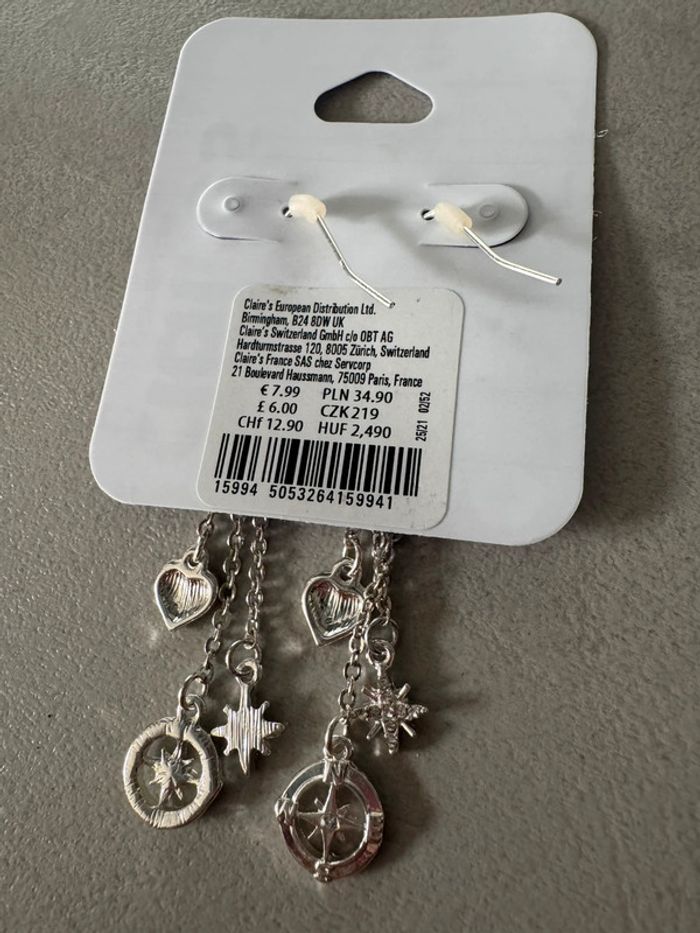 Boucles d’oreilles claire’s pendants boussole étoile cœur - photo numéro 3