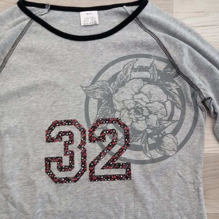 T-shirt femme à manches longues gris imprimé taille 38 - photo numéro 2