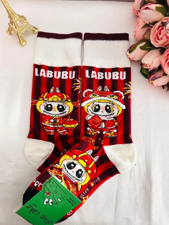 Chaussettes Labubu x Olive Cake – Nouvel An – Édition coréenne exclusive Pop Mart - photo numéro 2